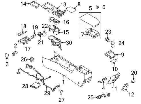 2011 Mercury Milan Console Compartment Mat Diagram for 6E5Z-54047A74-BA