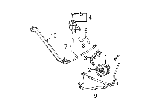 2005 Cadillac CTS P/S Pump & Hoses, Steering Gear & Linkage Hose, P/S Fluid Reservoir Outlet Diagram for 25768050
