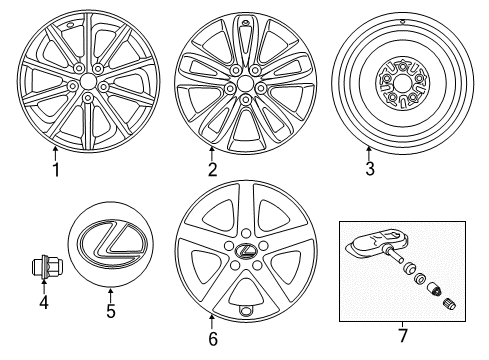2012 Lexus CT200h Wheels Cap Sub-Assembly, Wheel Diagram for 42602-76010