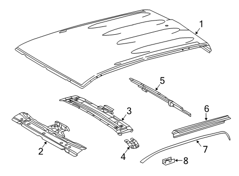 2022 Toyota Tacoma Roof & Components, Exterior Trim Roof Bow Diagram for 63104-04010