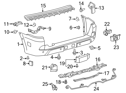 2016 Lexus LX570 Rear Bumper Sensor, Ultrasonic Diagram for 89341-60060-A0