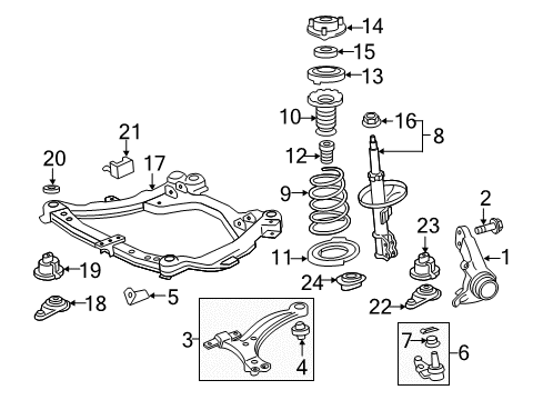 2012 Toyota Camry Front Suspension, Lower Control Arm, Stabilizer Bar, Suspension Components Lower Control Arm Diagram for 48068-06160