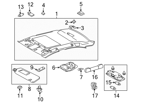 2008 Lexus IS F Interior Trim - Roof Lamp Assy, Map Diagram for 81260-53050-C0