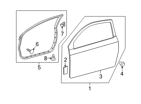 2008 Scion tC Door & Components Door Shell Diagram for 67001-21182