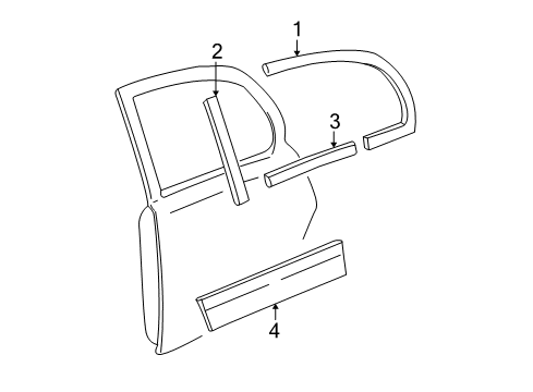 2005 Lincoln Town Car Exterior Trim - Rear Door Belt Weatherstrip Diagram for 1W1Z-5425596-BA