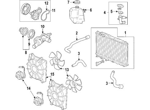 2006 Honda Civic Cooling System, Radiator, Water Pump, Cooling Fan Shroud (Denso) Diagram for 19015-RMX-A51