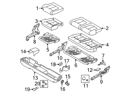 2016 Ford F-350 Super Duty Rear Seat Components Seat Cushion Pad Diagram for BC3Z-2663841-B