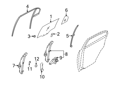 2011 Kia Rio Rear Door Grip Cap - Door Glass Diagram for 8241317000