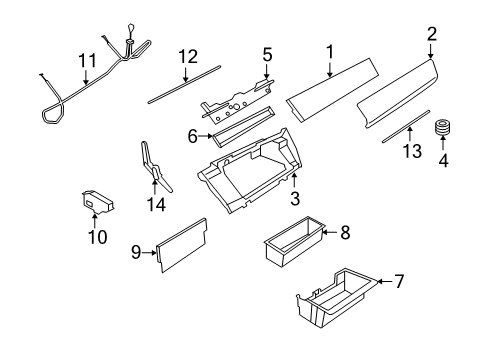 2007 BMW X5 Glove Box Glove Box Locking Mechanism Diagram for 51169177780