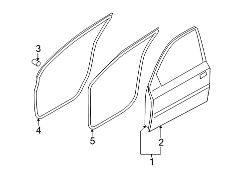 2007 Hyundai Accent Door & Components Weatherstrip-Front Door Body Side LH Diagram for 82110-1E201