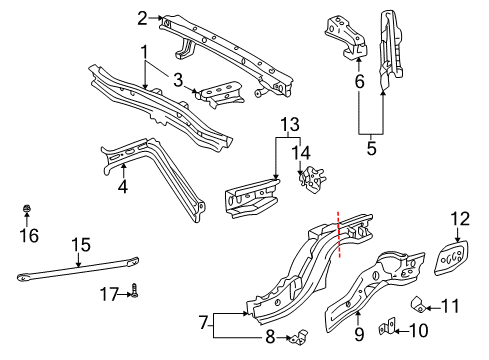 2004 Toyota MR2 Spyder Rear Floor & Rails Support Brace Diagram for 51281-17900