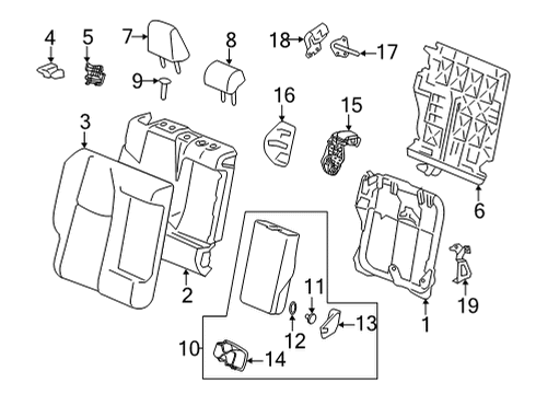 2022 Toyota Venza Rear Seat Components Seat Back Frame Diagram for 71017-48270