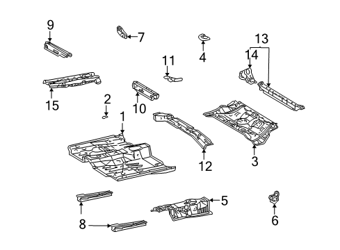 2004 Toyota Matrix Pillars, Rocker & Floor - Floor & Rails Center Floor Pan Diagram for 58211-01041