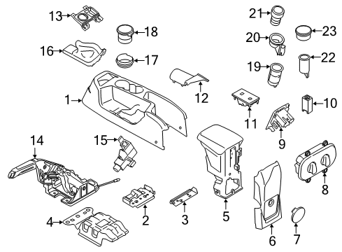 2015 Ford Transit Connect Auxiliary Heater & A/C Console Base Diagram for DT1Z-61045A36-FA
