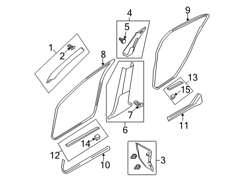 2007 Infiniti G35 Interior Trim - Pillars, Rocker & Floor Welt-Body Side, Front LH Diagram for 76922-JK000