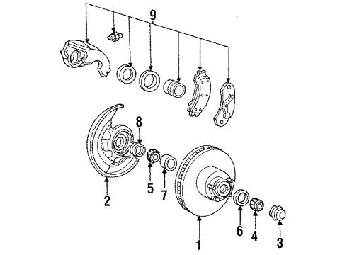 1995 Ford Ranger Front Brakes Splash Shield Diagram for F57Z-2K004-A