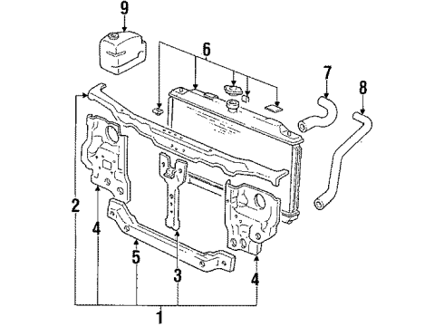 1992 Acura Integra Radiator & Components, Radiator Support Panel Set, Right Front Bulkhead Diagram for 04601-SK7-310ZZ
