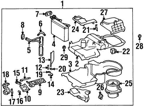 2000 Chevrolet Prizm Heater Core & Control Valve Motor, Blower(W/Impeller) Diagram for 52486805