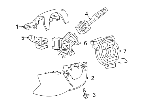 2017 Buick Envision Shroud, Switches & Levers Upper Column Cover Diagram for 22979755