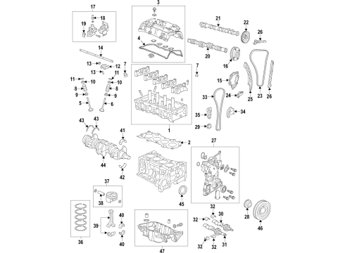 2020 Honda CR-V Engine Parts, Mounts, Cylinder Head & Valves, Camshaft & Timing, Variable Valve Timing, Oil Pan, Balance Shafts, Crankshaft & Bearings, Pistons, Rings & Bearings Guide, Cam Chain Diagram for 14530-6C1-A01
