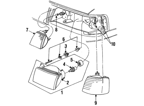 1990 Lincoln Continental Headlamps Adjust Screw Diagram for E9OY13032B