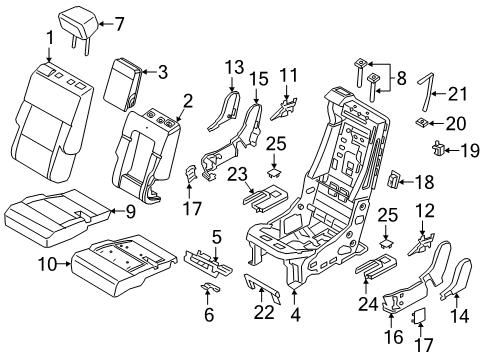 2020 Ford Explorer Second Row Seats Seat Cushion Pad Diagram for LB5Z-7863840-F