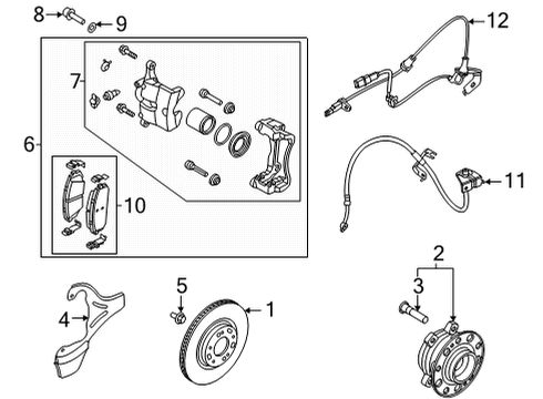 2021 Kia K5 Anti-Lock Brakes Front Brake Caliper, Left Diagram for 58180L0A00