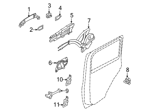2012 Nissan Cube Rear Door Check Link Assembly Diagram for 82430-1FA0A