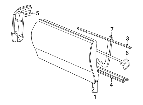 1997 Pontiac Sunfire Door & Components Seal, Front Side Door Opening Frame LH Diagram for 12364479