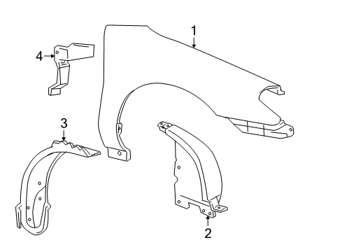 2001 Ford Taurus Fender & Components Liner Extension Diagram for YF1Z-16102-BA