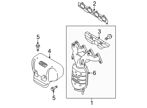 2005 Kia Sportage Exhaust Manifold Catalytic Converter Assembly Diagram for 2853023780