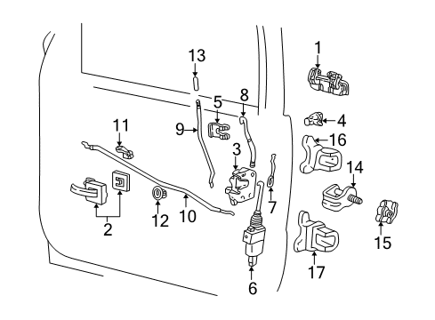 2000 Ford Explorer Door - Lock & Hardware Handle Diagram for 2L2Z-7822404-AAPTM