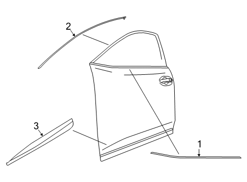 2021 Nissan Murano Exterior Trim - Front Door MOULDING - Front Door, LH Diagram for 80871-9UA0A