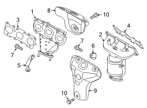 2016 Kia Sedona Exhaust Manifold Exhaust Manifold Catalytic Assembly, Left Diagram for 285103CHW0