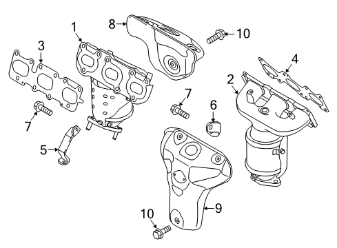 2016 Kia Sedona Exhaust Manifold Exhaust Manifold Catalytic Assembly, Right Diagram for 285103CHX0