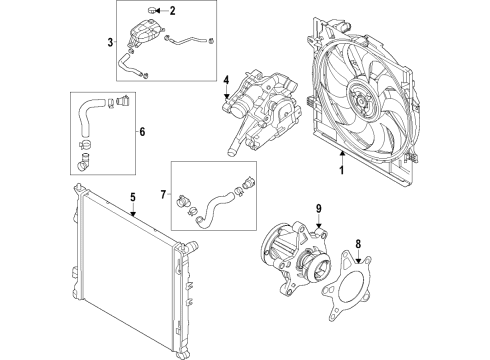 2021 Kia Sorento Cooling System, Radiator, Water Pump, Cooling Fan Blower Assembly Diagram for 25380P4000
