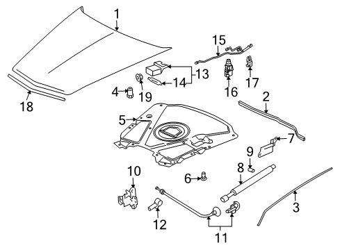 2007 Cadillac XLR Hood & Components, Exterior Trim Side Seal Diagram for 10317909