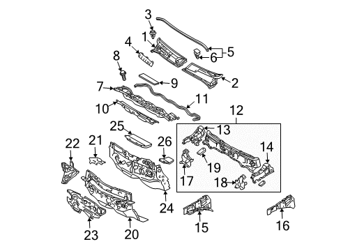 2008 Toyota Prius Cowl RETAINER, Door WEATHERSTRIP Diagram for 67867-12150