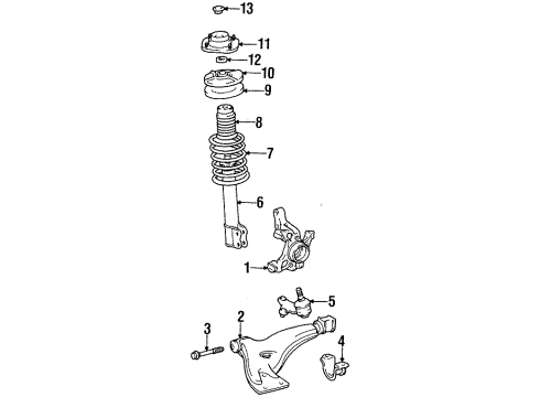 1995 Toyota Tercel Front Suspension Components, Lower Control Arm Strut Diagram for 48520-19076
