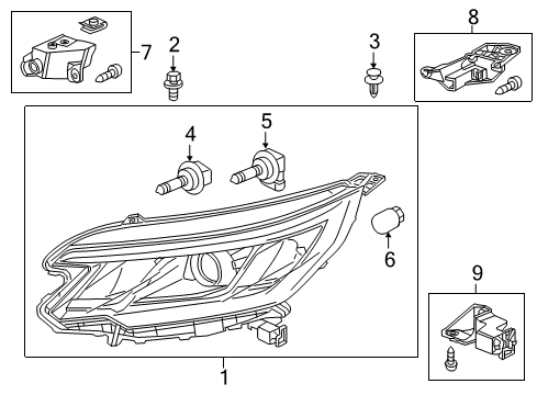 2016 Honda CR-V Bulbs Light Assembly L Head Diagram for 33150-T1W-A41