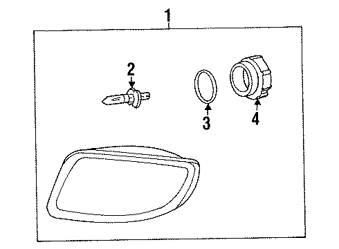 2000 Hyundai Tiburon Fog Lamps Front Passenger Side Fog Light Assembly Diagram for 92202-27500