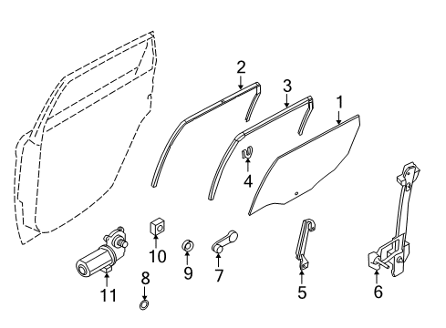 2011 Ford Focus Rear Door Run Channel Diagram for 8S4Z-5421597-B