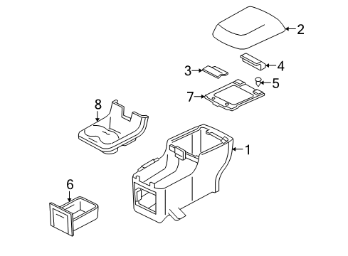 2005 Ford Freestyle Rear Console Cup Holder Diagram for 5F9Z-7413562-BAC
