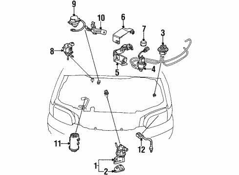 1998 Honda Odyssey Emission Components Valve Set, EGR Diagram for 18011-PAA-A00