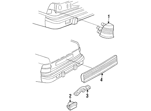 1995 Chrysler LeBaron Rear Lamps, Tail Lamps, Backup Lamps, License Lamps Cable Back Up Lamp Diagram for 4124721