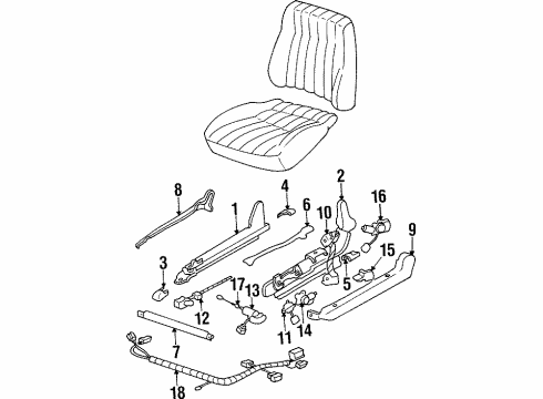 1998 Hyundai Sonata Tracks & Components Knob-Power Seat Track Diagram for 88084-34210-AQ
