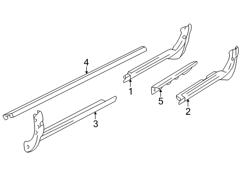 1998 GMC Safari Exterior Trim - Pillars, Rocker & Floor Rocker Molding Diagram for 12380376