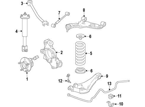 2009 Cadillac CTS Rear Suspension Components, Lower Control Arm, Upper Control Arm, Ride Control, Stabilizer Bar Stabilizer Link Diagram for 25964513