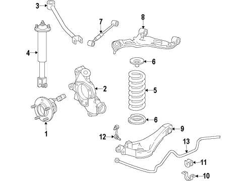 2009 Cadillac CTS Rear Suspension Components, Lower Control Arm, Upper Control Arm, Ride Control, Stabilizer Bar Shock Diagram for 25884698