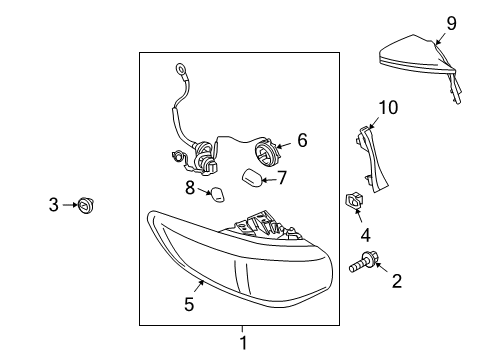 2009 Infiniti FX35 Bulbs Lamp Assembly-Rear Combination, RH Diagram for 26550-1CA0A